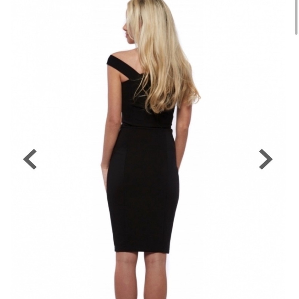 NWT Lavish Alice Asymmetrical Black Midi Dress LBD Little Black Dress Cocktail - Picture 3 of 7